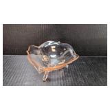 Pink 3 footed Elegant glass bowl