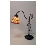 Vintage Tiffany Style adjustable leaded glass lamp