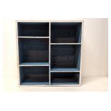 Distressed white table top display shelf