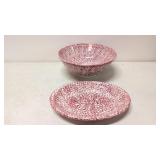 Roma Inc. Red Spatterware bowl & Platter