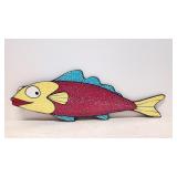 Whimsical hand painted wood fish