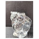 Vintage Crystal Art glass owl candy dish