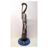 Wood carved crane sculpture