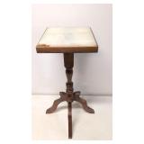 Antique oak fern stand with onyx top