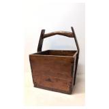 Antique hand made wooden chinese grain bucket