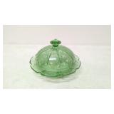 Green Depression Cherry Blossom covered butter dih