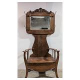 Early 1900s antique oak hall tree