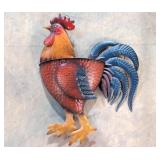 Hanging metal rooster planter