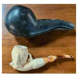 Meerschaum Eagle Claw & carved floral bowl