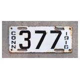 1916 Connecticut Porcelain Motorcycle license plae