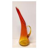 Mid Century Modern Crackle Glass Swung pitcher