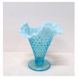 Fenton Blue Opalescent Hobnail vase