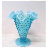Fenton Blue Opalescent Hobnail Vase