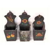 3 Antique wooden match holders