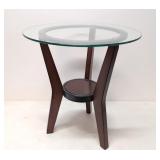 Signature design glass top accent table
