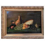 Signed antique oil on board still life