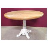 Round Solid Top Table on iron pedestal base