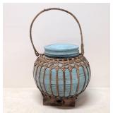 Bamboo & Wicker Bucket w/ lid
