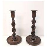 Vintage Barley Twist wood candle holders