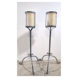 Two Cndlestands with glass Voltires