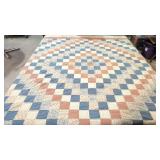 Hand quilted old country style patchwork block qut