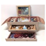 large Vintage Dresser Jewelry box & Jewelry
