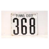 Porcelain 1909  Pennsylvania license plate