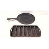 Lodge 10' Griddle and unmarked cosrnstick pan