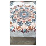 hand quilted printed design red and blue quilt