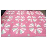 Antique hand quilted Dresden plate quilt