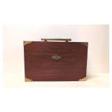 Mahogany brass bound 4 bottle decanter box