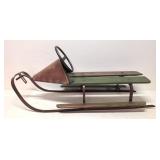 Rare! Antique Snow Sled w / Steering Wheel