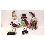 Wood & fabric Santa & Snowman & Mark Boberts elf