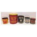 5 Vintage lard Advertising cans