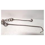 Hand Forged Fireplace hanger / hooks with chain