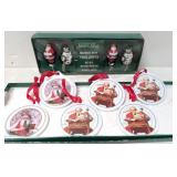 Coca Cola ornaments and Snow Village Figures