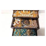 Vintage jewelry box with jewelry