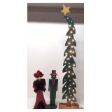 Vintage Folk Art Wood lighted tree and caroliers