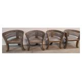 4 Barrel Back Teak  Chairs
