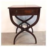 Mahogany Leather Top Side Table