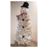 Vintage Snowman Flocked Christmas Tree