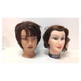 2 Vintage Human Hair mannequin heads