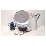 6 pieces of granit ware