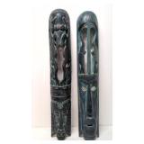 Two hand carved African folk art mask