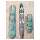 3 Folk Art African wood mask