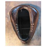 Antique leather horse collar mirror