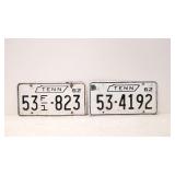 Two 1962 Tennessee license plates