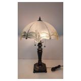 Artist signed Reversed painted Dragonfly lamp