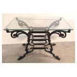 Wrought Iron Base Glass Top Table