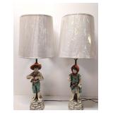 Two Vintage Ceramic Figural lamps
